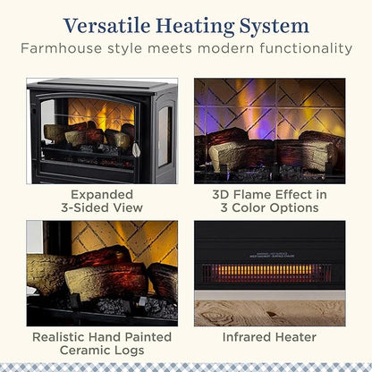 Country Living Infrared Freestanding Electric Fireplace Stove Heater in Black |