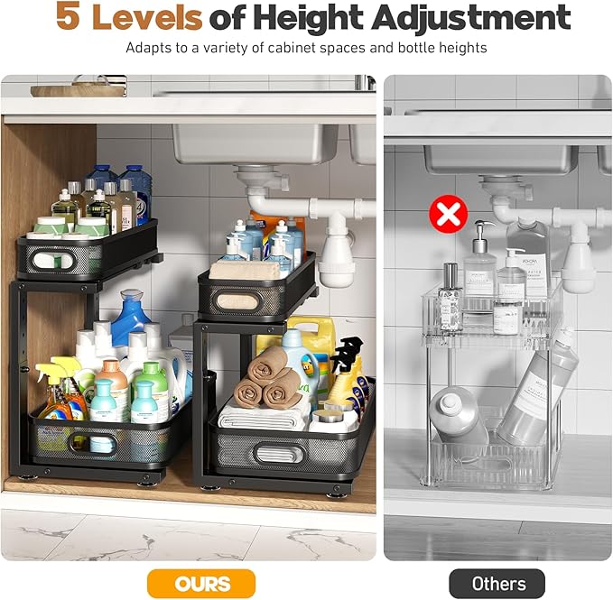 2 Pack 19.3IN-Depth Under Sink Organizer
