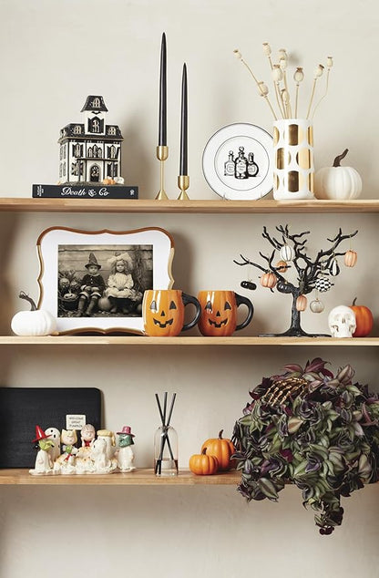 Lenox Dinnerware Set, Vintage Halloween 4-Piece Dessert Plate Set, Assorted, Set of 4 Ivory Porcelain Plates, Dishwasher Safe, Halloween Decor Indoor, Party Table Decorations (Black/White, 4 Piece)