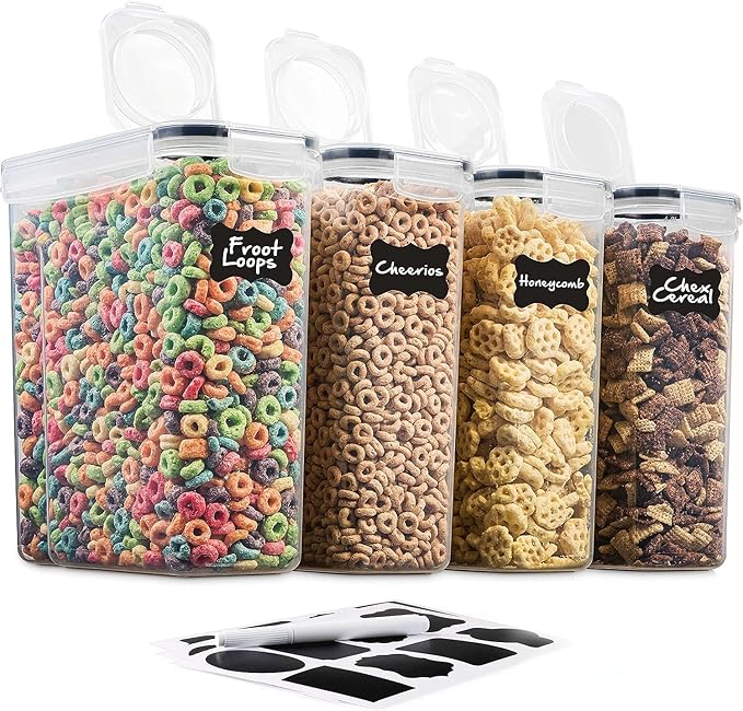 4 Pack Airtight Cereal & Dry Food Storage Container