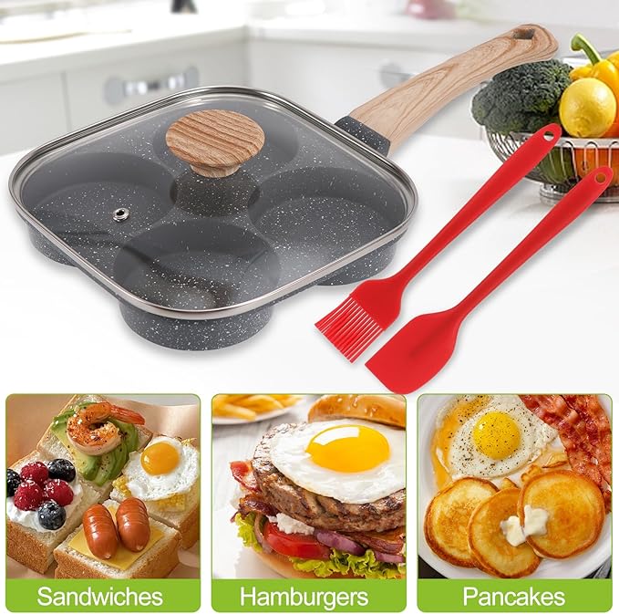 4-Cup Egg Pan, Premium Egg Pans Nonstick, Omelette Pan
