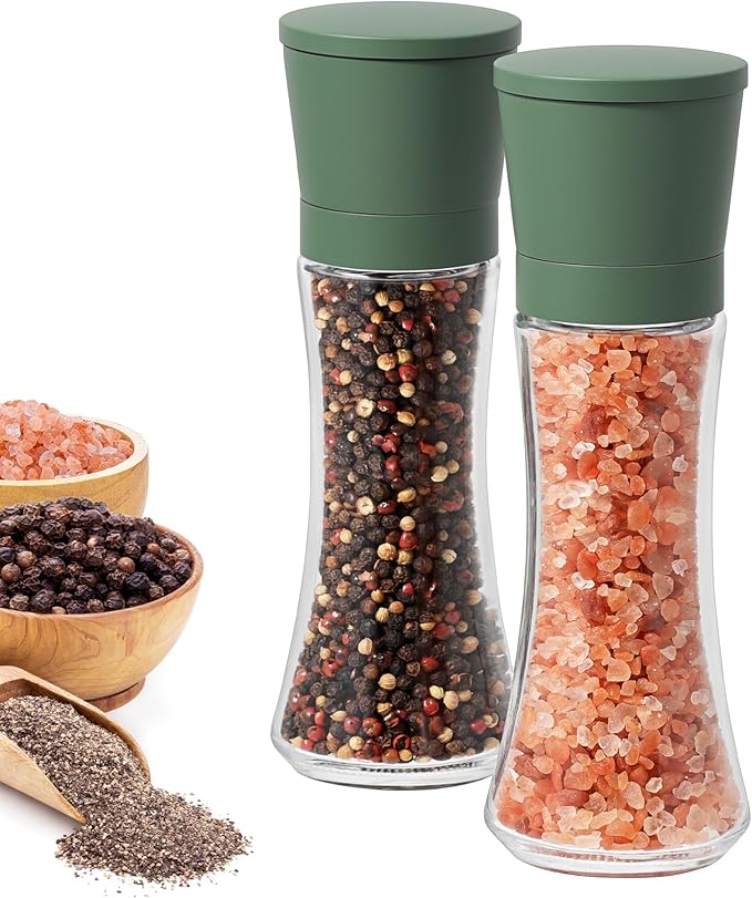 VEVOK CHEF Green Salt and Pepper Grinder Mill Set Stainless Steel Pepper Shaker