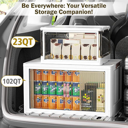 Clear Storage Bin with Lid 3 Pack 【Stackable & Sturdy】 Plastic Multifunctional