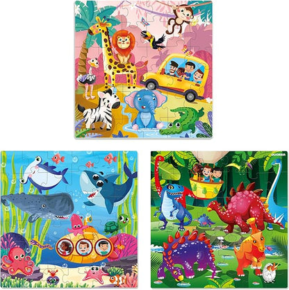 QUOKKA Magnetic Puzzles for Kids Ages 4-6 - 36 Pieces Sudoku Toddler Puzzles Ages 2-4 - Travel Games for Kids Ages 3-5 - Animal Jungle Sea Toddler Travel Toys - Car Airplane Road Trip Games