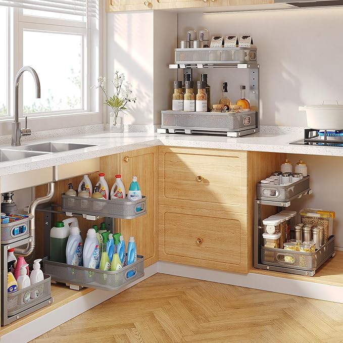 2 Pack 19.3IN-Depth Under Sink Organizer