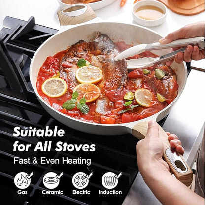 SENSARTE Ceramic Nonstick Frying Pan Skillet 12.5Inch Non Stick Pan