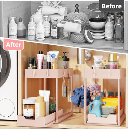 Simple Trending Under Sink Organizer 2 Pack, Sink Pull-Out Sliding Storage