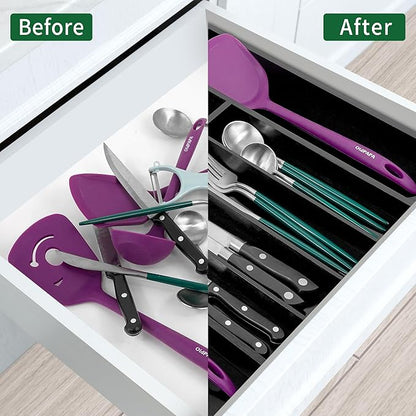 Utoplike Bamboo Silverware Drawer Organizer, Expandable Kitchen Utensils Drawer
