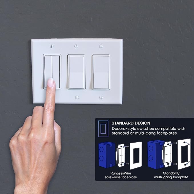 RunLessWire 3-Way Fan & Light Battery-Free DIY Kinetic Wireless Light Switch Kit
