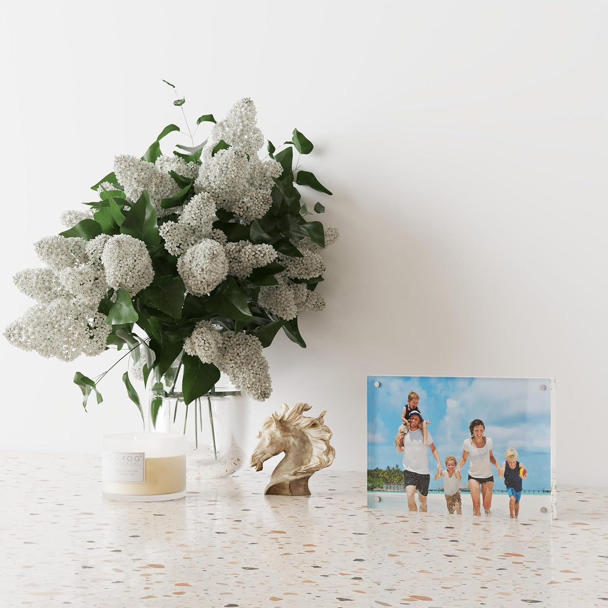ATZYmolin 3 Pack 5x7 Acrylic Picture Frame, Magnetic Double Sided | 20mm Thick Frameless Clear Transparent Photo Frame, Self Standing for Desktop Tabletop, with Microfiber Cloth