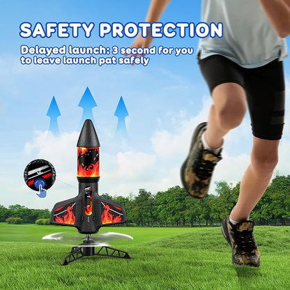 Rocket Launcher, 200 Feet of Flight Altitude, Model Rocket Kits with Launch Set, Ultra-high Flying Rocket, Rocket Toy, Kids Outdoor Toys, Gift for Kids Ages 8-12 Children's Day Gift - Red