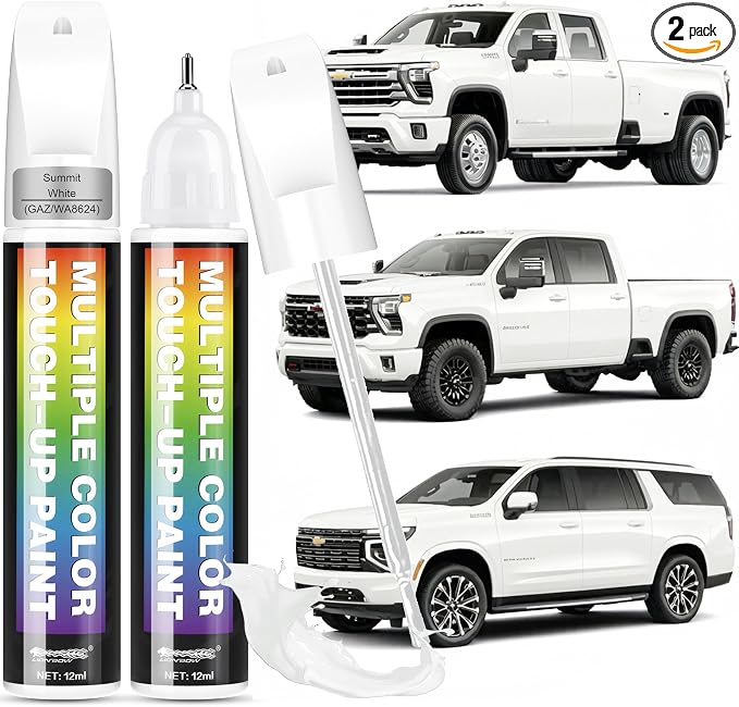 [2-PACK] for Chevrolet Touch Up Paint[Summit White(GAZ/WA8624)]-OEM-Equivalent, Fast-Drying Formula, Eco-Friendly Scratch Repair Kit for Deep Scratches