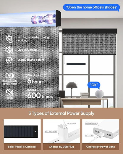 Kincmo Motorized Blinds with Remote, 100% Blackout Motorized Roller Shades Work