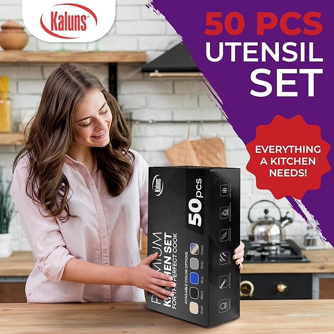 Kaluns 50 PCS Silicone Kitchen Utensils Set Complete Kitchen Set