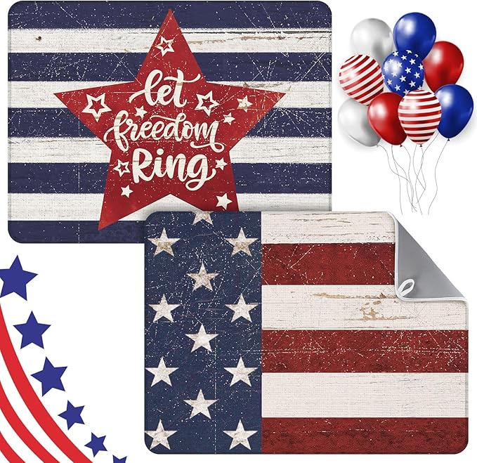 SiliFine 2 Pcs 4th of July Dish Drying Mat