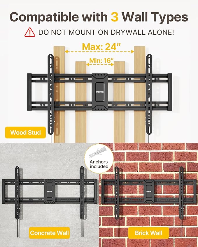 monTEK Heavy Duty Fixed TV Wall Mount