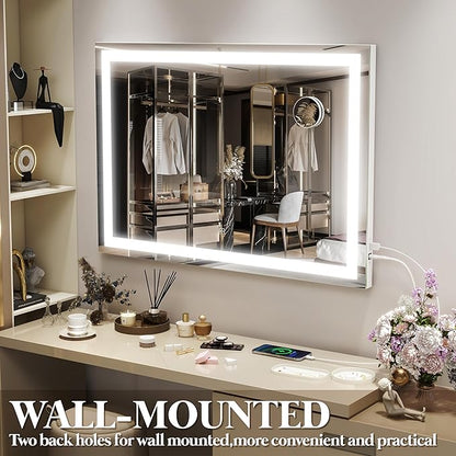 FENNIO Vanity Mirror with Lights 32"x22", Lighted Makeup Mirror, Large Vanity