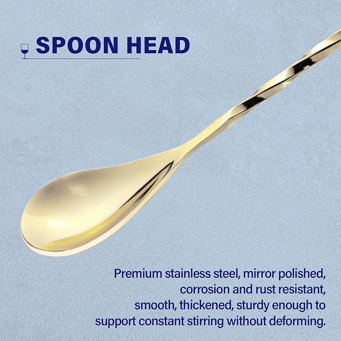 2 Pcs 12 Inches Bar Spoon, Long Handle Mixing Stirrers