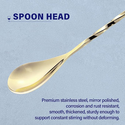 2 Pcs 12 Inches Bar Spoon, Long Handle Mixing Stirrers