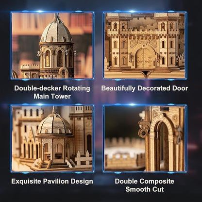 3D Wooden Puzzles DIY Mechanical Wooden Wide Model Kit 1000 Pcs 3D Puzzles for Adults Teens 14+Years Puzzle Enthusiasts Box Clockwork Enchanted Castle