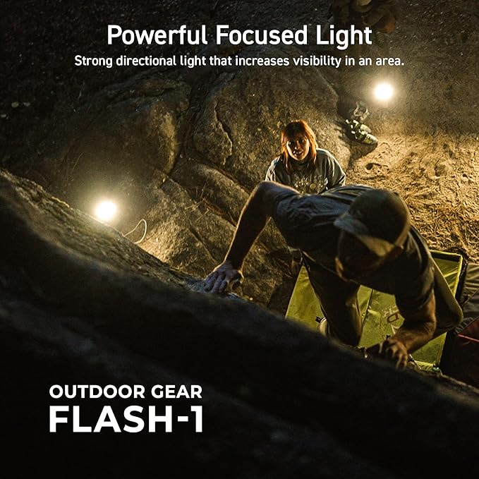 ELECOM NESTOUT Outdoor Camping LED Panel Flashlight w/Mini Tripod, Dimmable USB Powered LED Light, IP44 Water Dust Resistant, 30-1000 Lumen, Portable Lantern for NESTOUT Power Bank, Black (Flash-1)