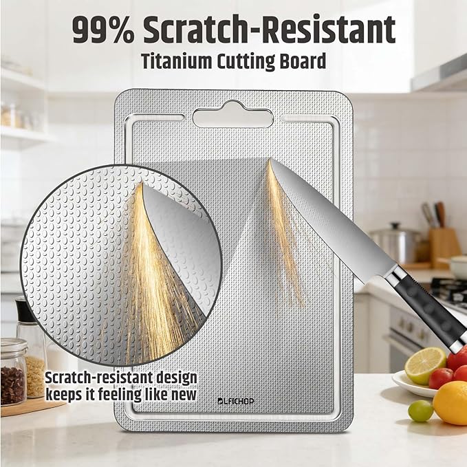 3-Piece Titanium Cutting Board for Kitchen, Double-Sided Scratch-Resistant