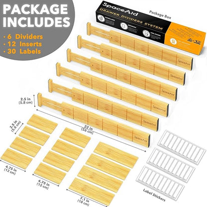 SpaceAid Bamboo Drawer Dividers