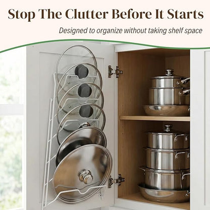 Evelots 6 Pot Lid Organizer for Cabinet or Pantry Wall