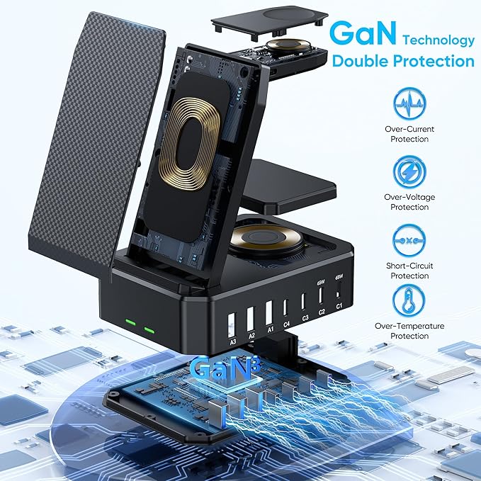 300W Charging Station for Multiple Devices Apple, 10 in 1 Wireless Charger for