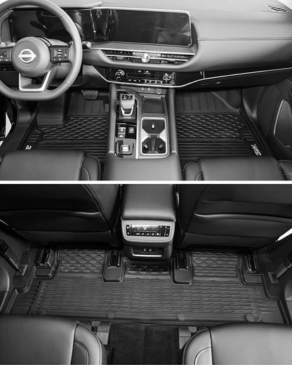 3W Floor Mats for Nissan Pathfinder 2022-2026 (Only fit 8 Passenger Models), 3 Rows,TPE All Weather Protection Car Floor Liners Accessories,Black