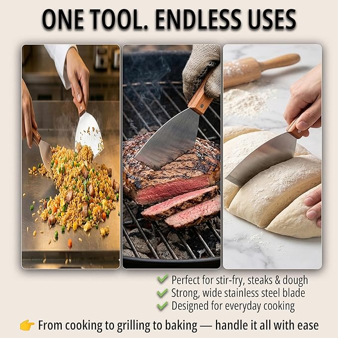 Griddle Scraper, Heavy Duty Stainless Steel Grill Scraper