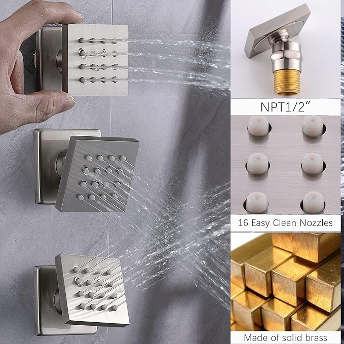 KATAIS Tempreature Display Shower System Brushed Nickel Shower Faucet Set
