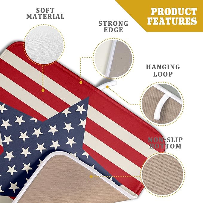 Blue Star Patriotic July of 4th Dish Drying Mat
