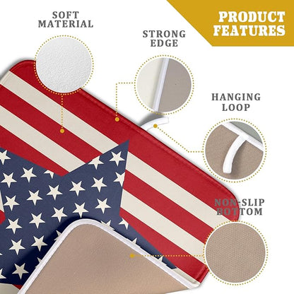 Blue Star Patriotic July of 4th Dish Drying Mat