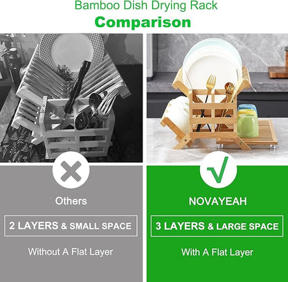 NOVAYEAH Bamboo Dish Drying Rack