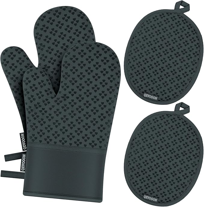 Oven Mitts and Pot Holders 4 Sets, Heat Resistant 500 ℉ Oven Mitt and Pot Holder