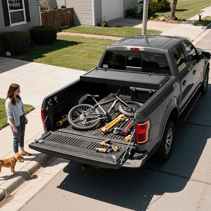 OEDRO Low-Profile Hard Tri-Fold Tonneau Cover Compatible with Toyota Tacoma 2016-2023 (Excl. Trail Edition) 5ft Bed with Tacoma Bed Rail, One-Handed Quick Release, Drainage Design