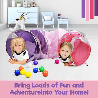 Hide N Side 6ft Crawl Through Play Tunnel Toy, Pop up Tunnel for Kids Toddlers Dogs Babies Infants & Children Gift Indoor & Outdoor Action Toy Tunnel