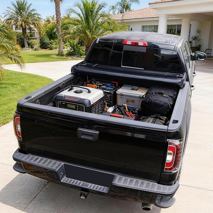 RHOBRA Soft Quad-Fold Truck Bed Tonneau Cover Compatible with 2007-2026 Toyota Tundra with 5.5ft Bed, 26.5oz Vinyl Truck Bed Cover, Weather Resistant Bed Cover