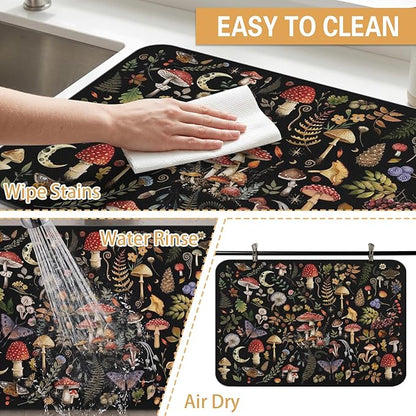 Kitchen Countertop Dish Drying Mat, Super Absorbent Coffee Bar Mat