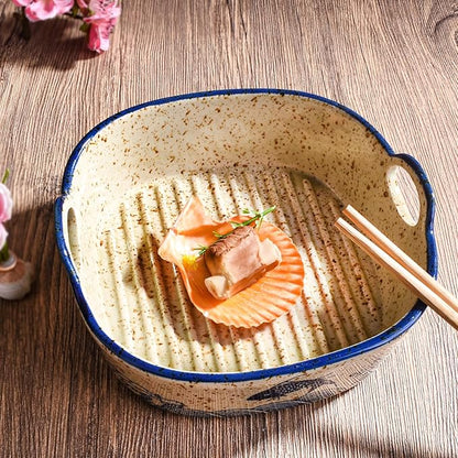 Japanese Style Ceramic Casserole Dish, 6.7-Inch Square Baking Dish