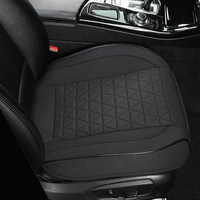 West Llama Linen Front Car Seat Cover Protector Anti-Slip Bottom Seat Cover Fits 95% of Vehicles,Wrapping Around The Bottom,Triangular Pattern(Black-1Pcs)