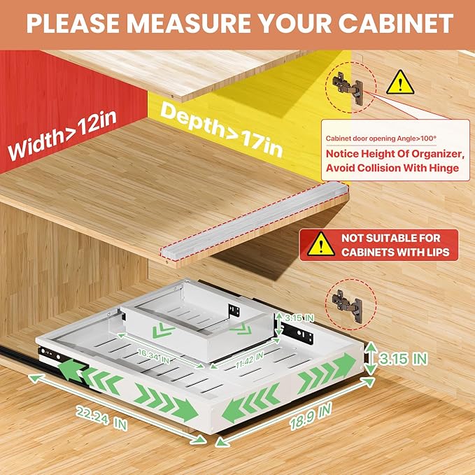 1 Pack Pull out Cabinet Organizer, Width Depth,