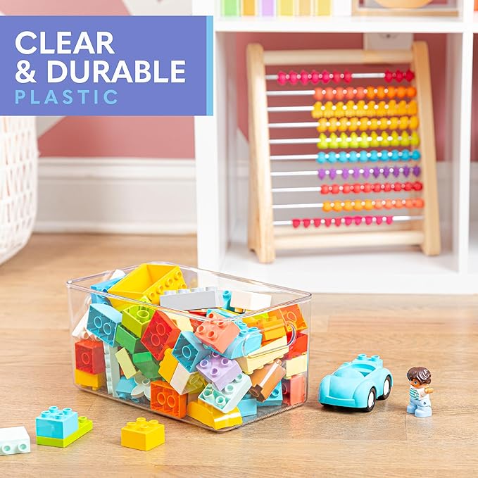 Plastic Food Storage 8 Pack Clear Container Bin with Handles for Organizing Kitchen, Pantry, Fridge, Freezer, Pantry,Bathroom. 10"x6"x5"