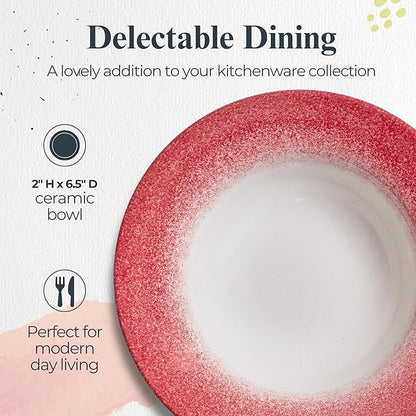 Portmeirion Potter's Mist Oatmeal Bowls (Set of 4) - Elegant Earthenware for Breakfast, Lunch & Dessert - Microwave & Dishwasher Safe Bowls, Handcrafted Stackable Bowl Collection (Red Mist)