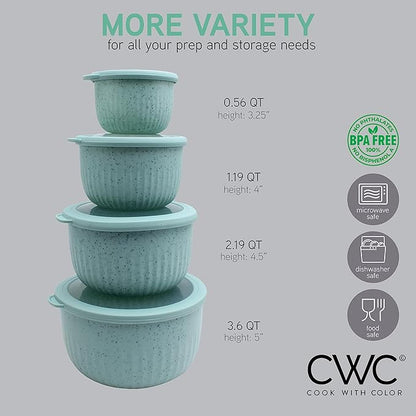 COOK WITH COLOR Prep Bowls with Lids- Wide and Deep Nesting Plastic Small