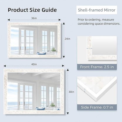 Tanmicoshomy White Shell Framed Rectangular Wall Mirrors