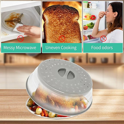 3 Pack Collapsible Microwave Food Covers, Splatter Guard, Vented Microwave Lid
