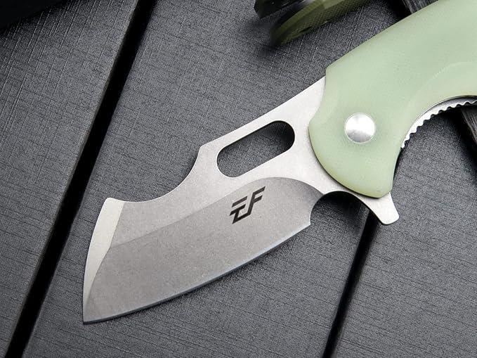 Eafengrow Pocket Knives D2 Blade and G10 Handle Folding Camping Knife Mini Outdoor Pocket Knife Survival Tool (EF13-Jade)
