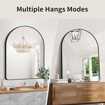 GLASHOM 30"x40" Black Arched Mirrors